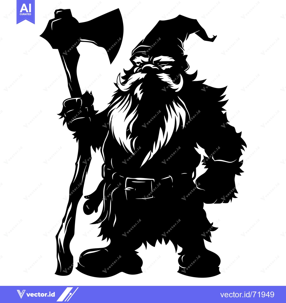 Premium Vector of Silhouette of a Dwarf Holding an Axe