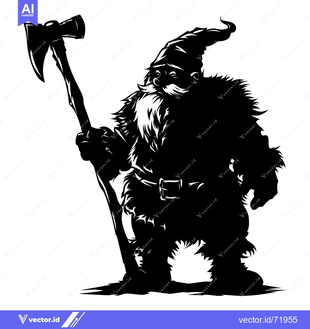 Premium Vector dari Silhouette of a Bearded Man Holding an Axe
