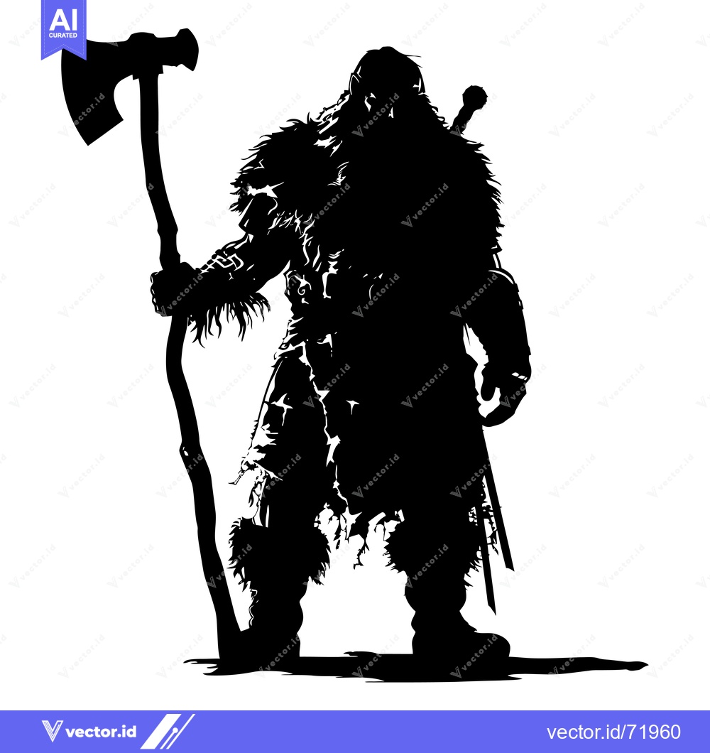 Premium Vector of Silhouette of a Viking Warrior Holding an Axe