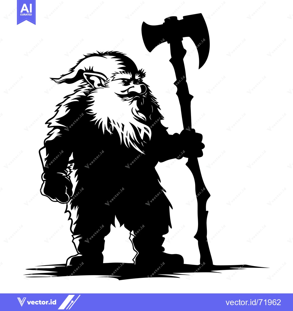 Premium Vector dari A Silhouette of a Bearded, Armed, and Enraged Goblin