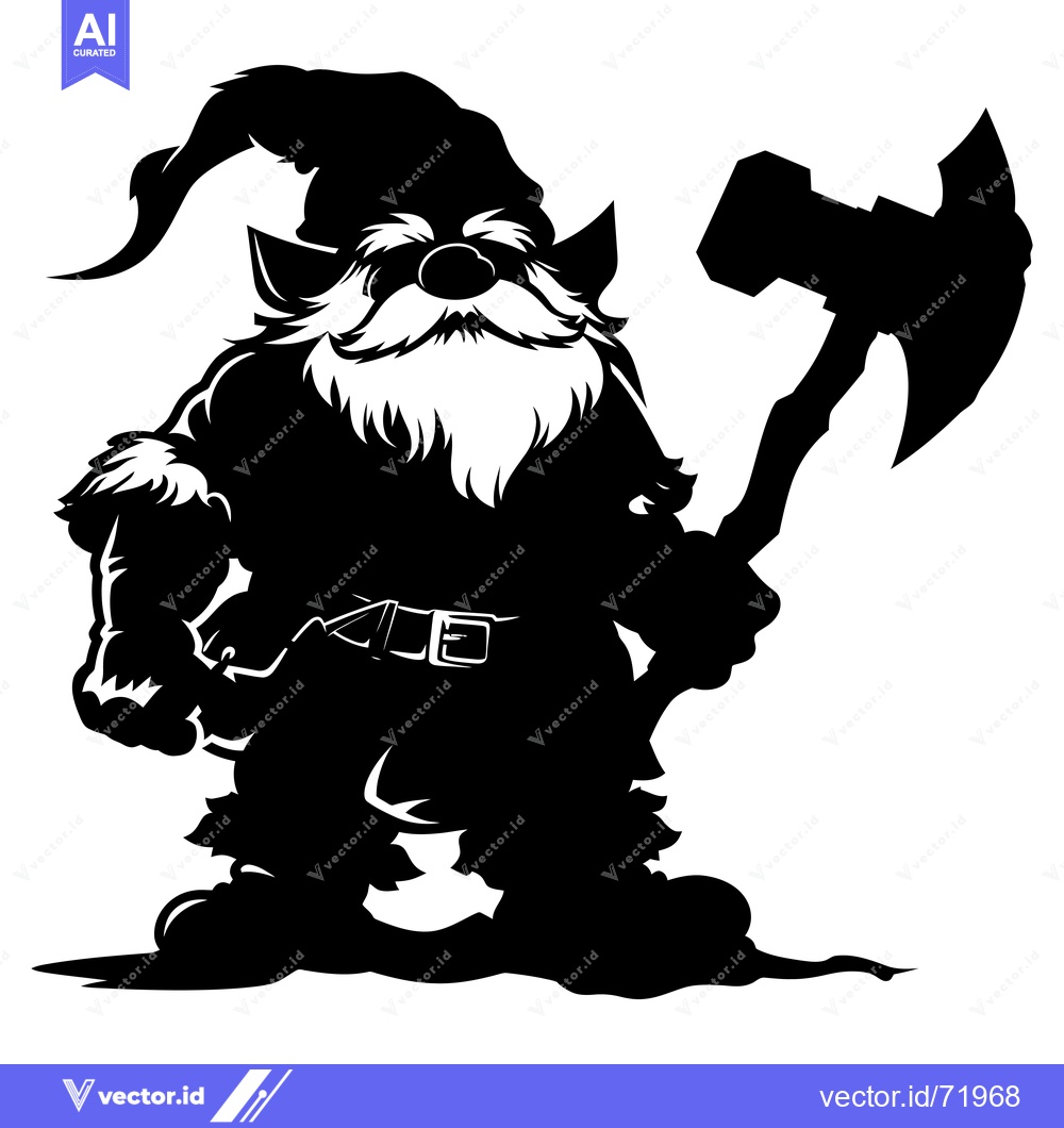 Premium Vector of Silhouette of a Bearded Dwarf Holding an Axe