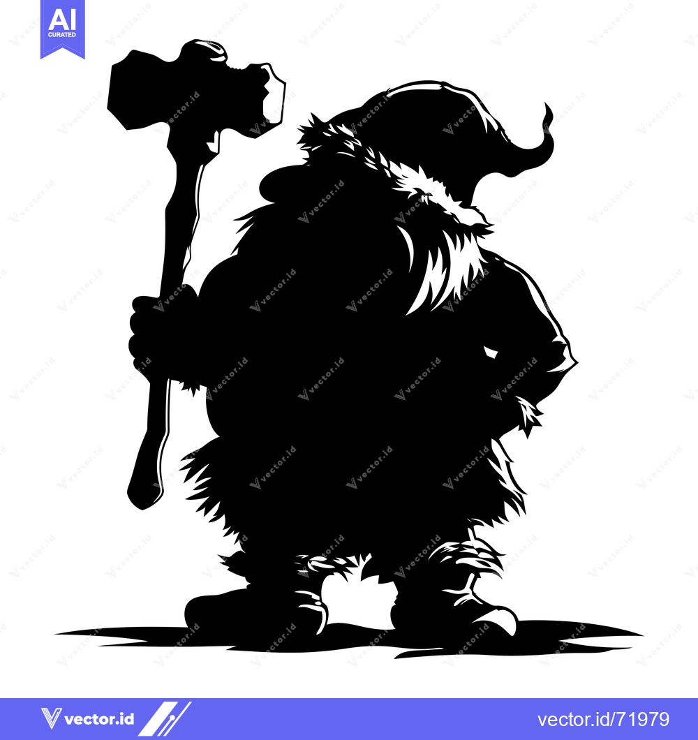 Premium Vector dari Silhouette of a Santa Claus Holding a Hammer