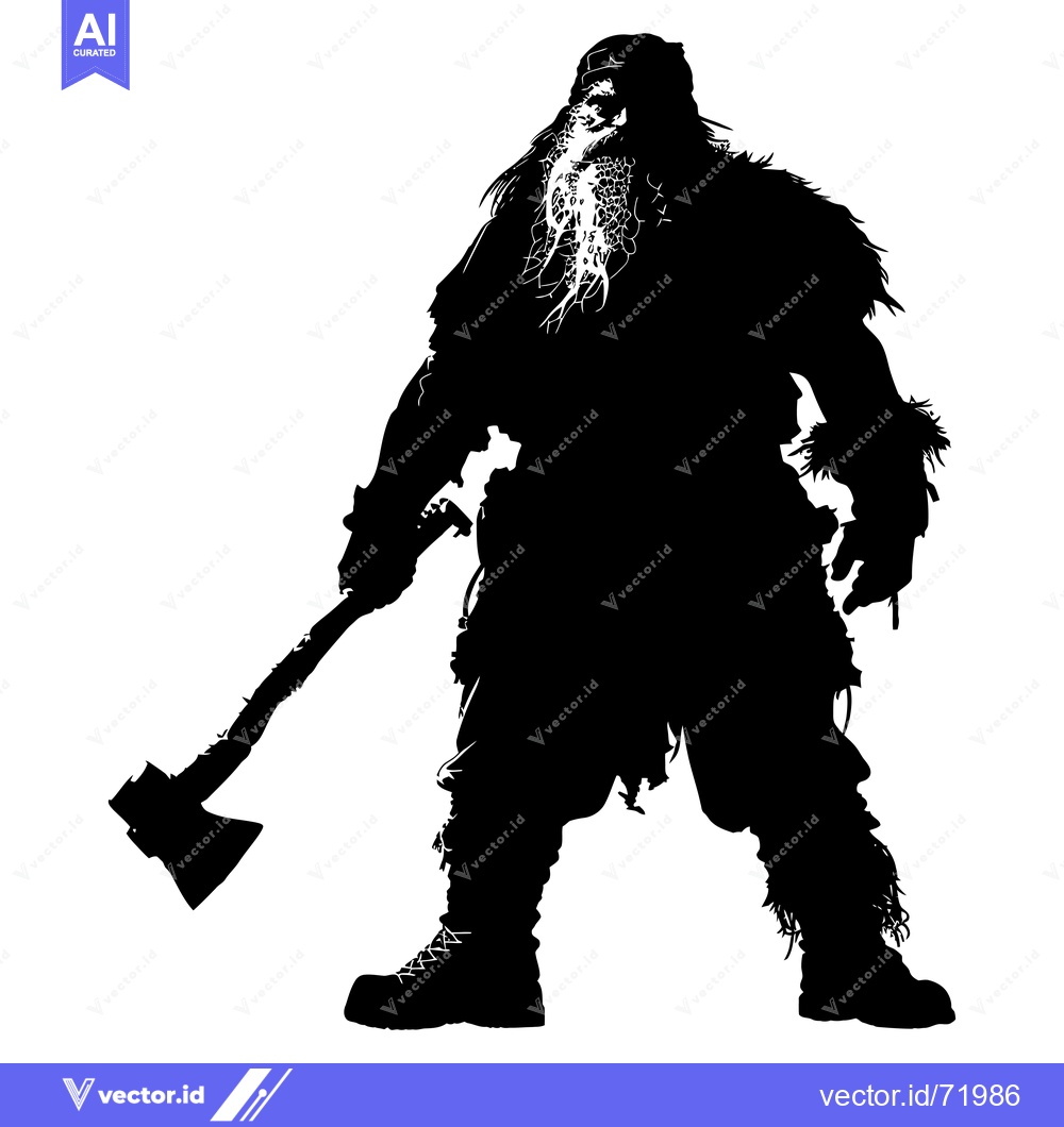 Premium Vector of Silhouette of a Bearded Man Holding an Axe