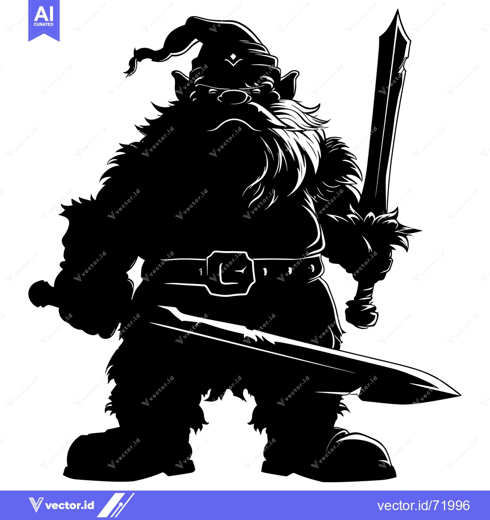 Premium Vector of Silhouette of a Warrior Dwarf Holding a Sword
