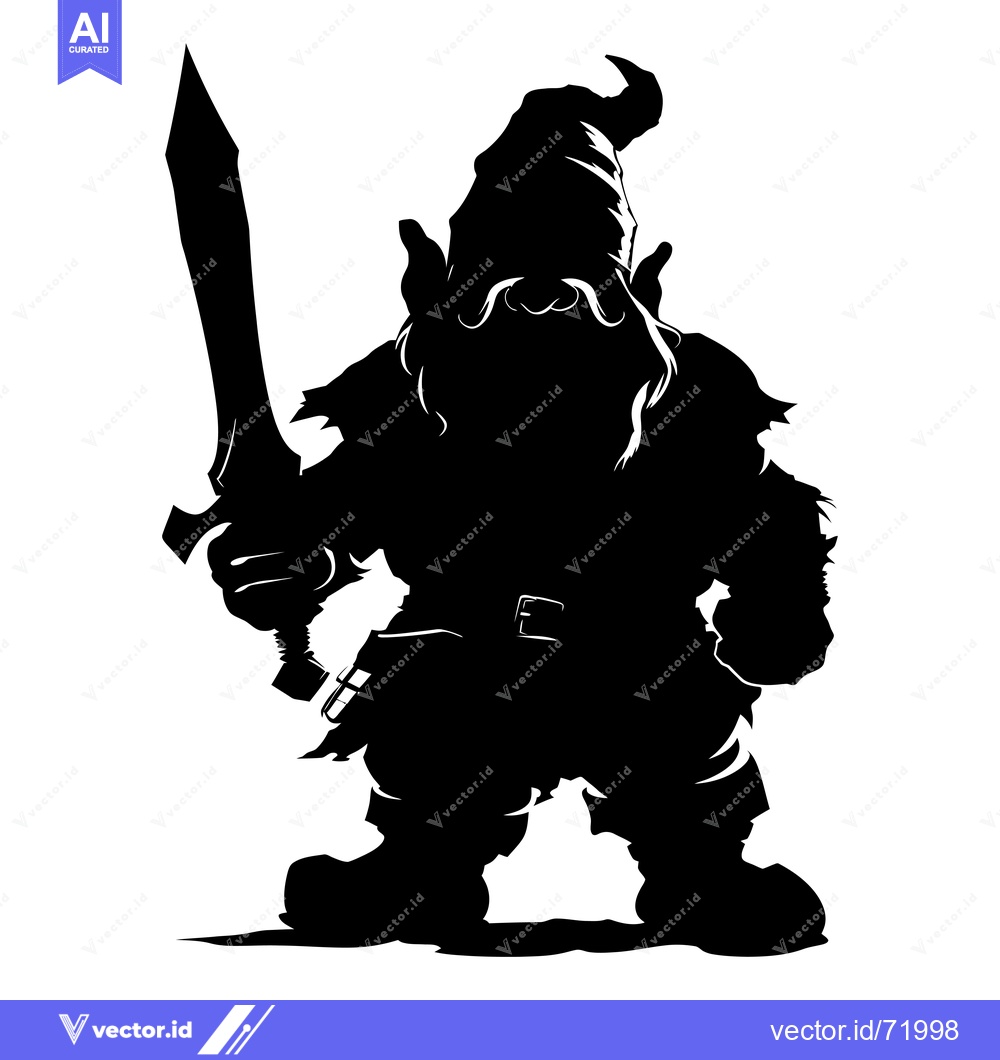 Premium Vector dari Silhouette of a Dwarf Holding a Sword