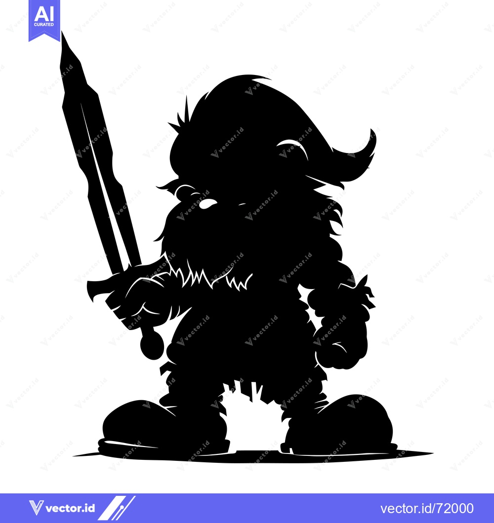 Premium Vector of Silhouette of a Cartoon Dwarf Holding a Sword