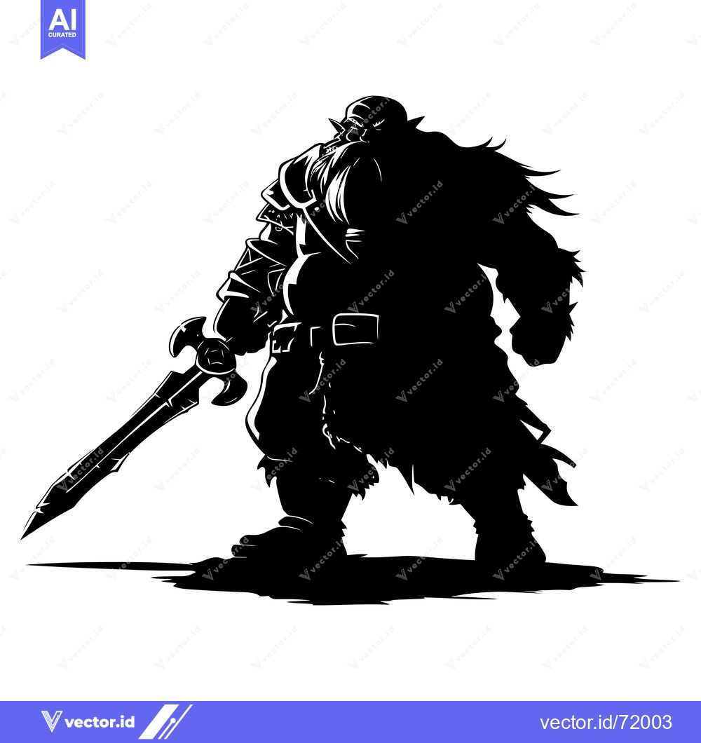Premium Vector dari Silhouette of a Powerful Orc Warrior Holding a Sword