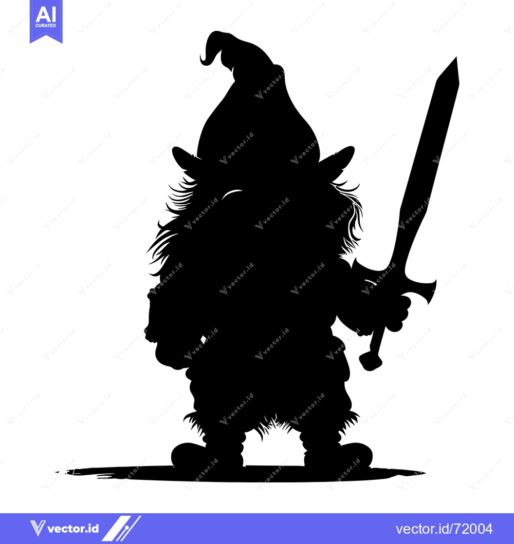 Premium Vector dari Silhouette of a Dwarf Holding a Sword