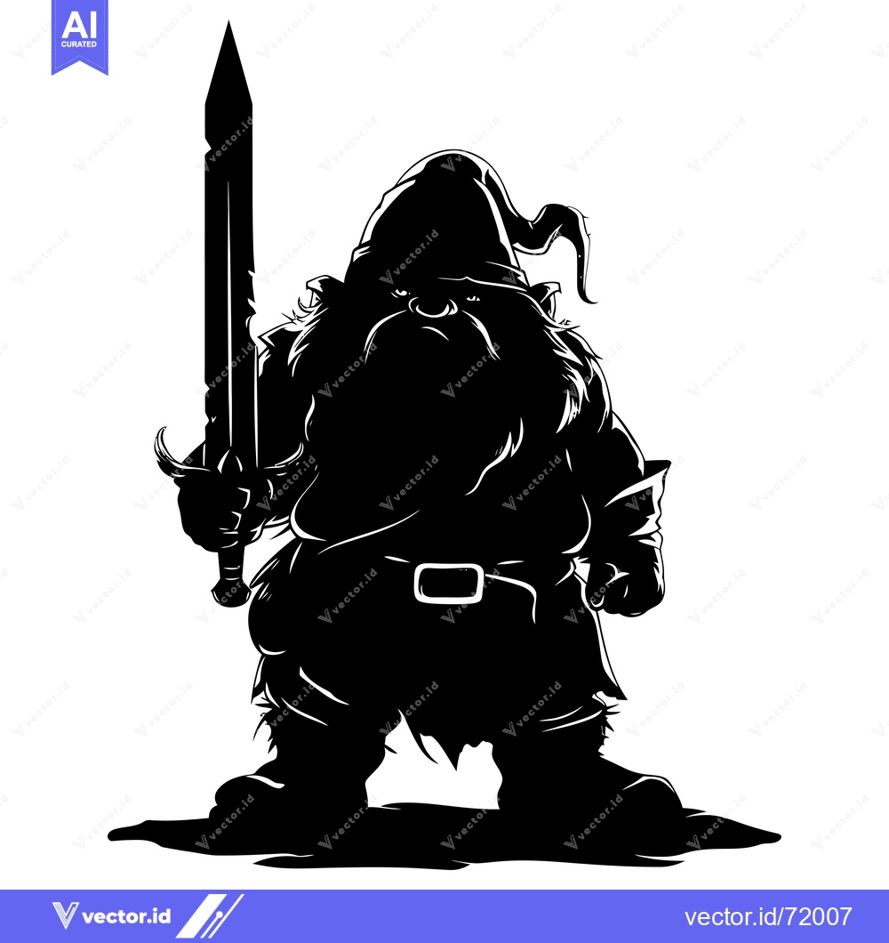 Premium Vector dari Silhouette of a Dwarf Warrior Holding a Sword