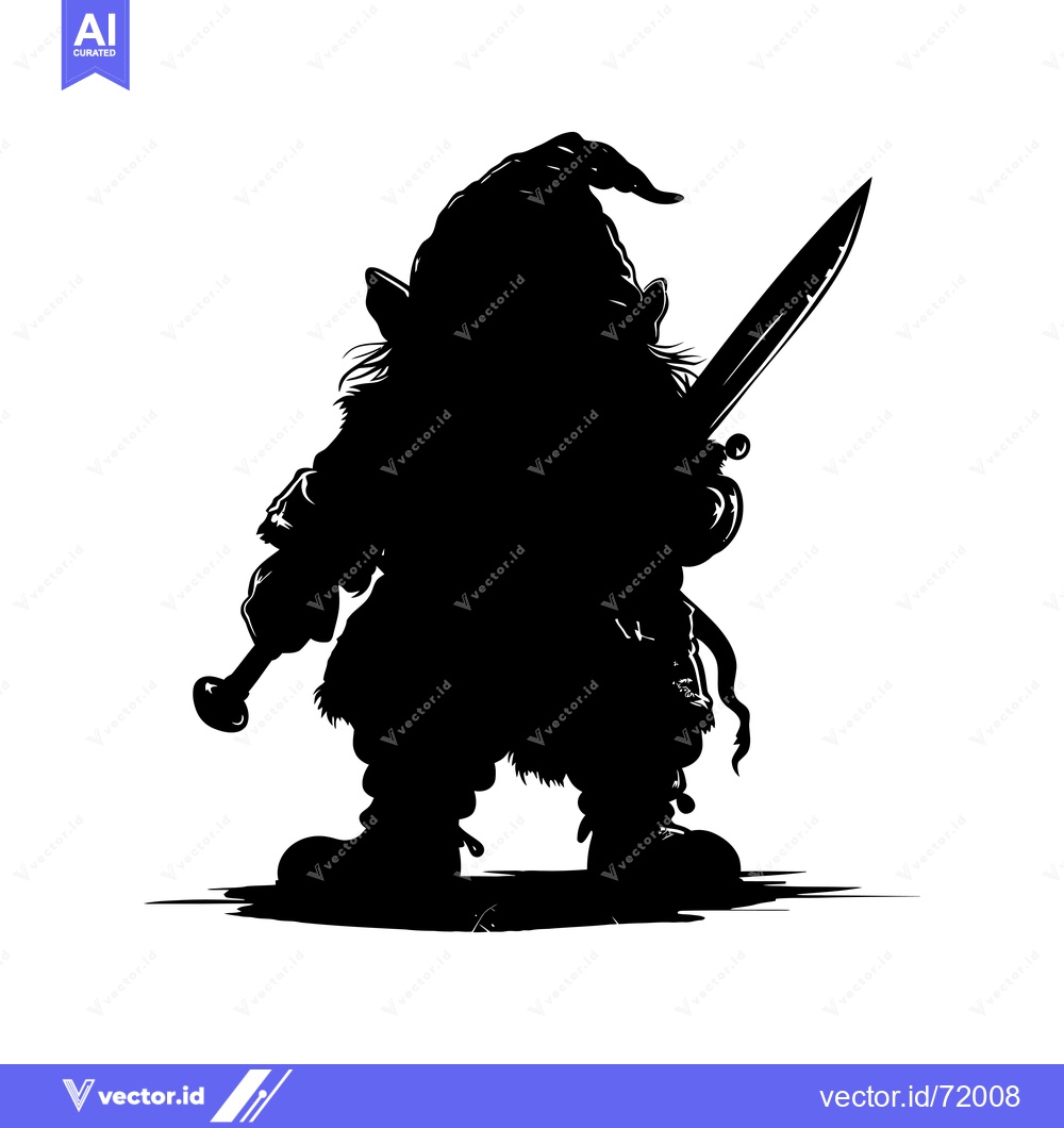 Premium Vector dari Silhouette of a Dwarf Holding a Sword