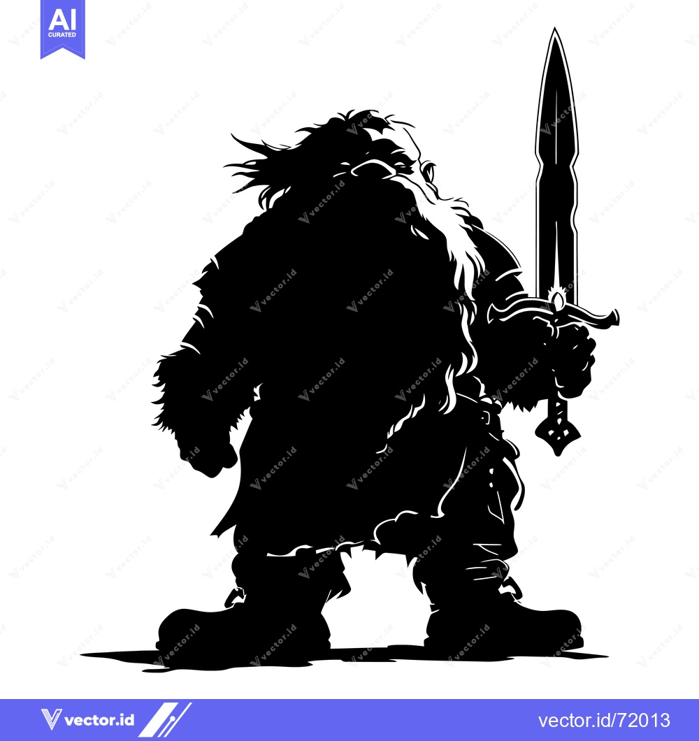 Premium Vector dari Silhouette of a Dwarf Holding a Sword