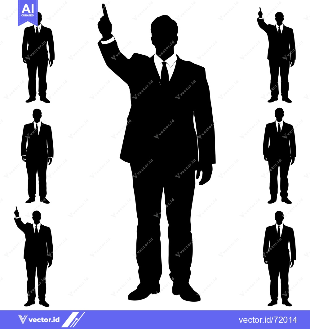 Premium Vector of Silhouettes of Men in Suits Pointing Upwards