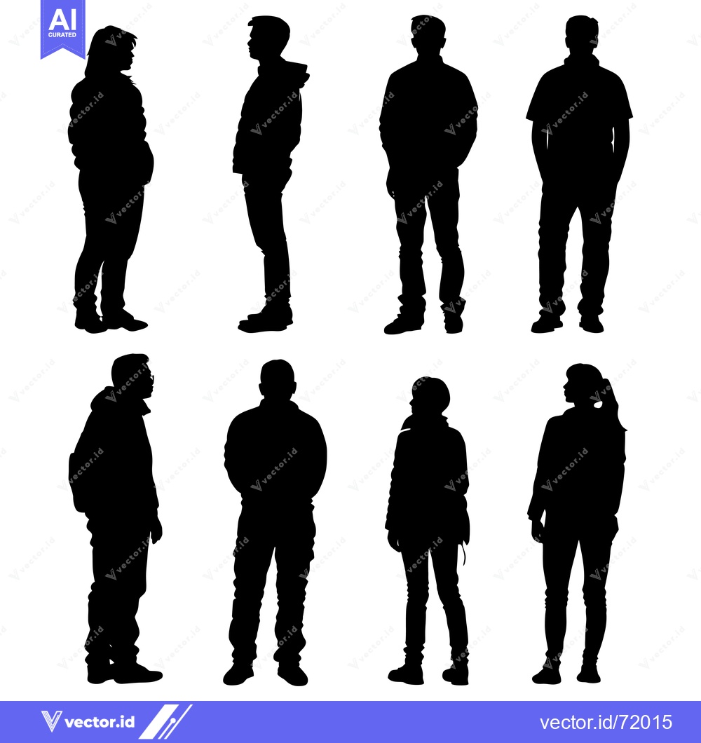Premium Vector dari Silhouettes of eight people standing in various poses