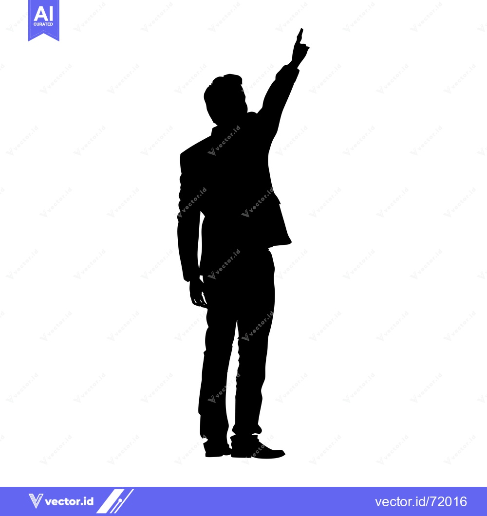 Premium Vector of Silhouette of a Man in a Suit Pointing Upward