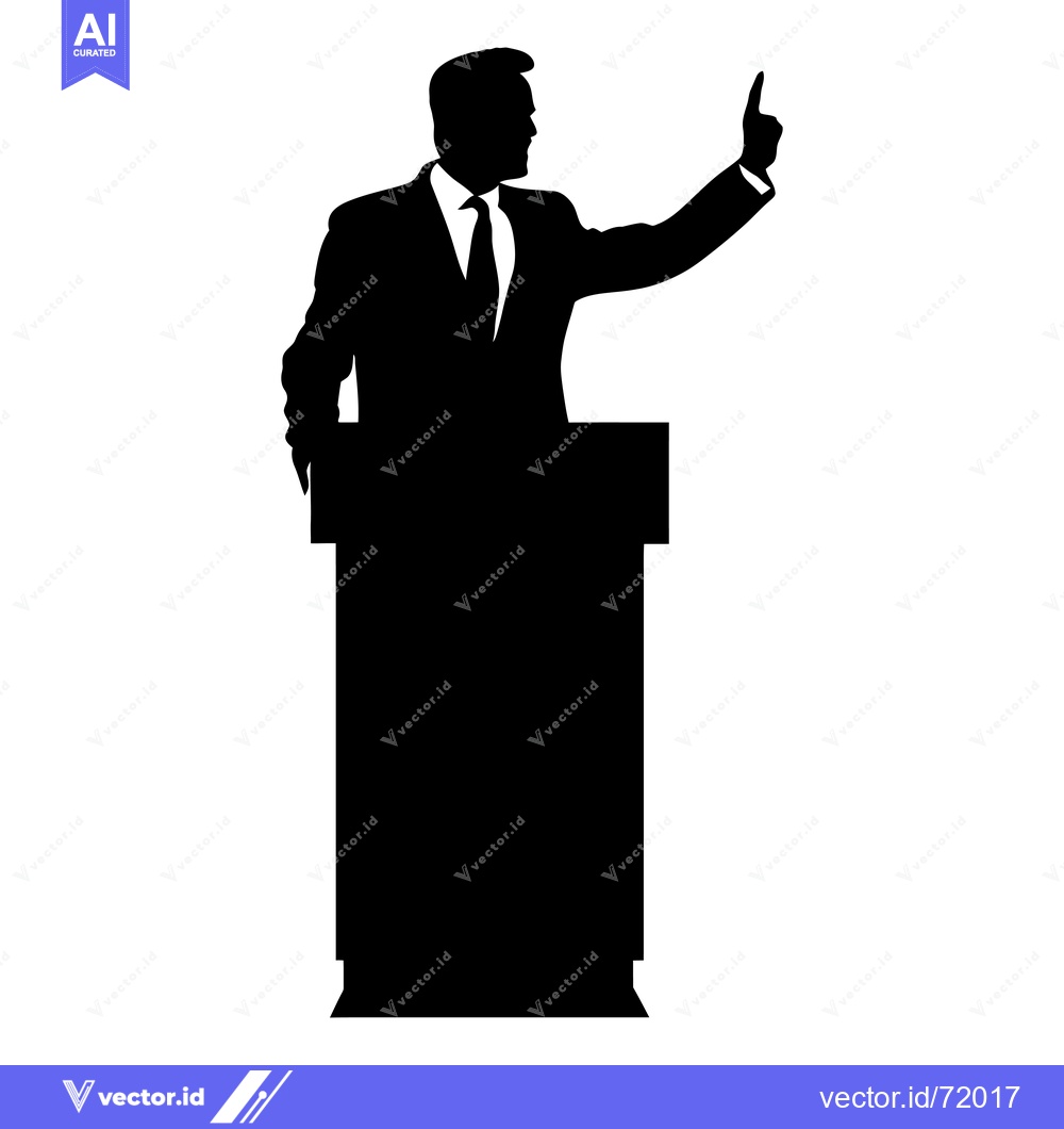 Premium Vector of Silhouette of a Man Speaking at a Podium