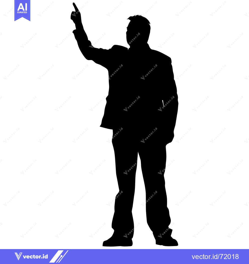 Premium Vector dari Silhouette of a Man Pointing Upward with His Right Hand