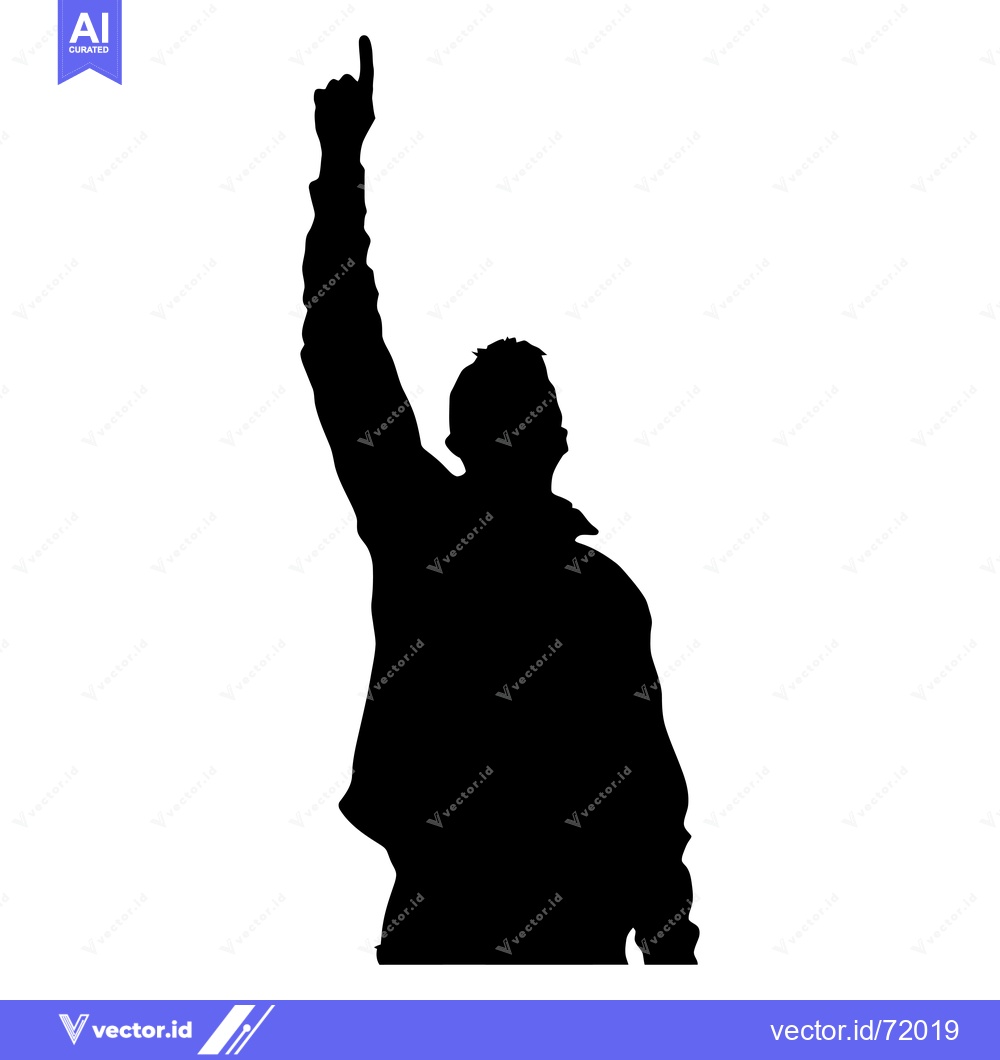 Premium Vector dari Silhouette of a Man with One Arm Raised