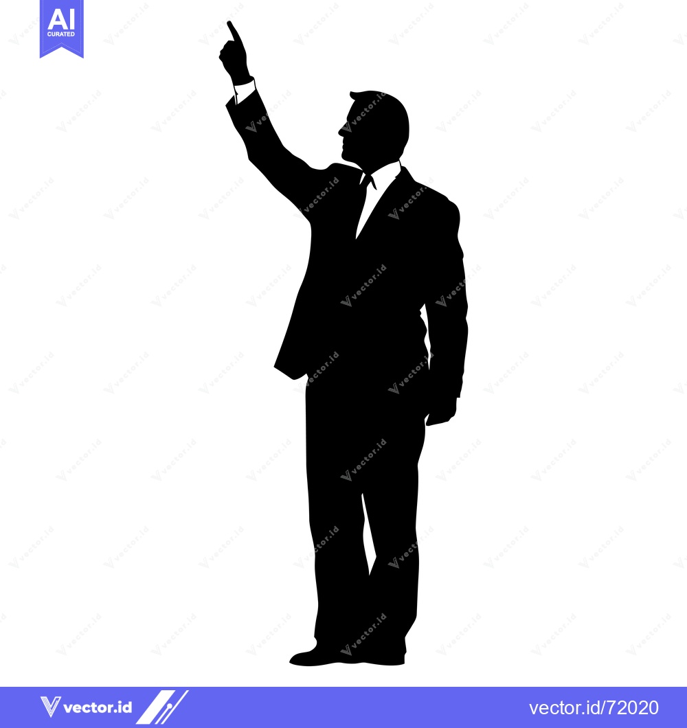 Premium Vector dari Silhouette of a man in a suit pointing upwards