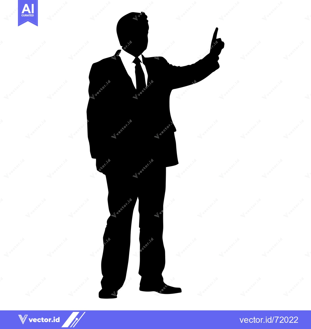 Premium Vector dari Silhouette of a Man in a Suit Pointing Upwards