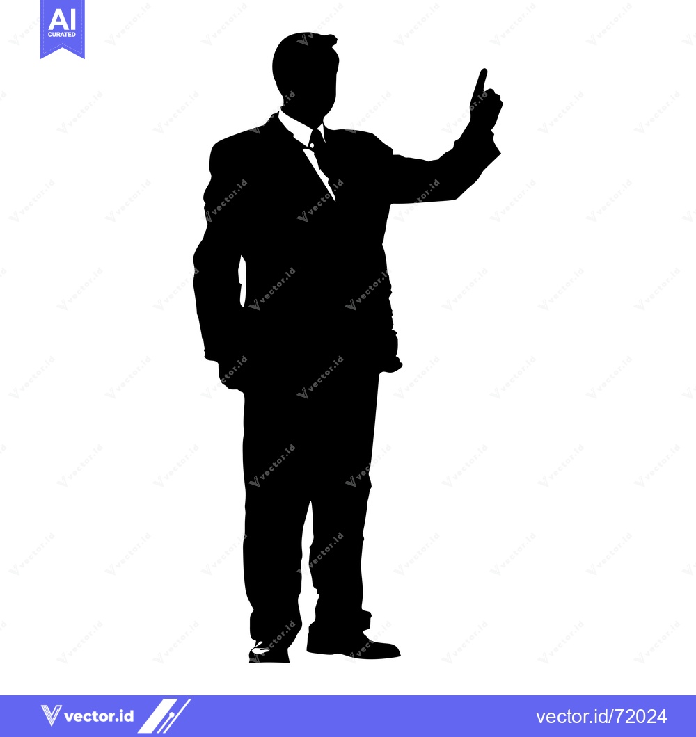 Premium Vector dari Silhouette of a Man in a Suit Pointing Upward