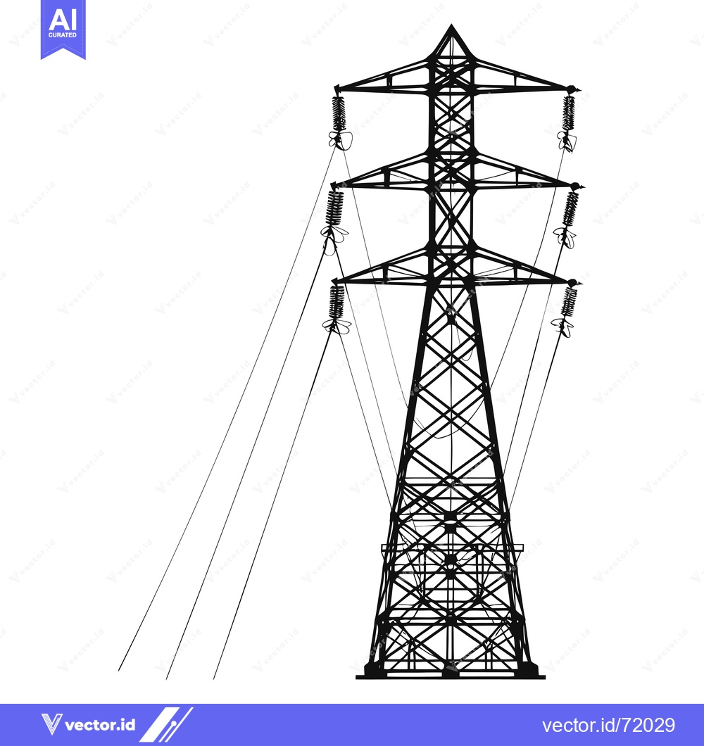 Premium Vector of Silhouette of an Electric Power Transmission Tower