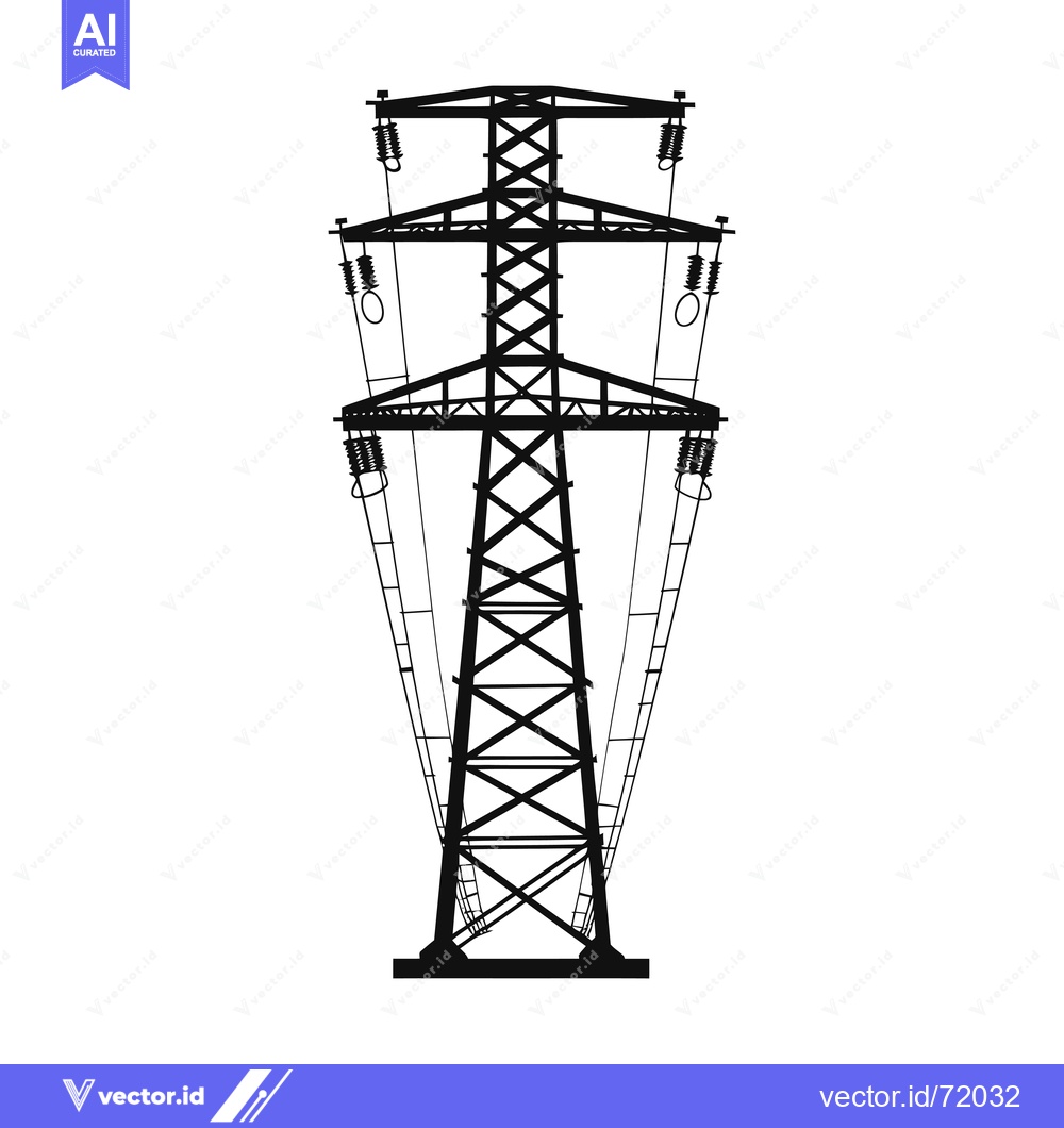 Premium Vector of Black Silhouette of a Power Transmission Tower