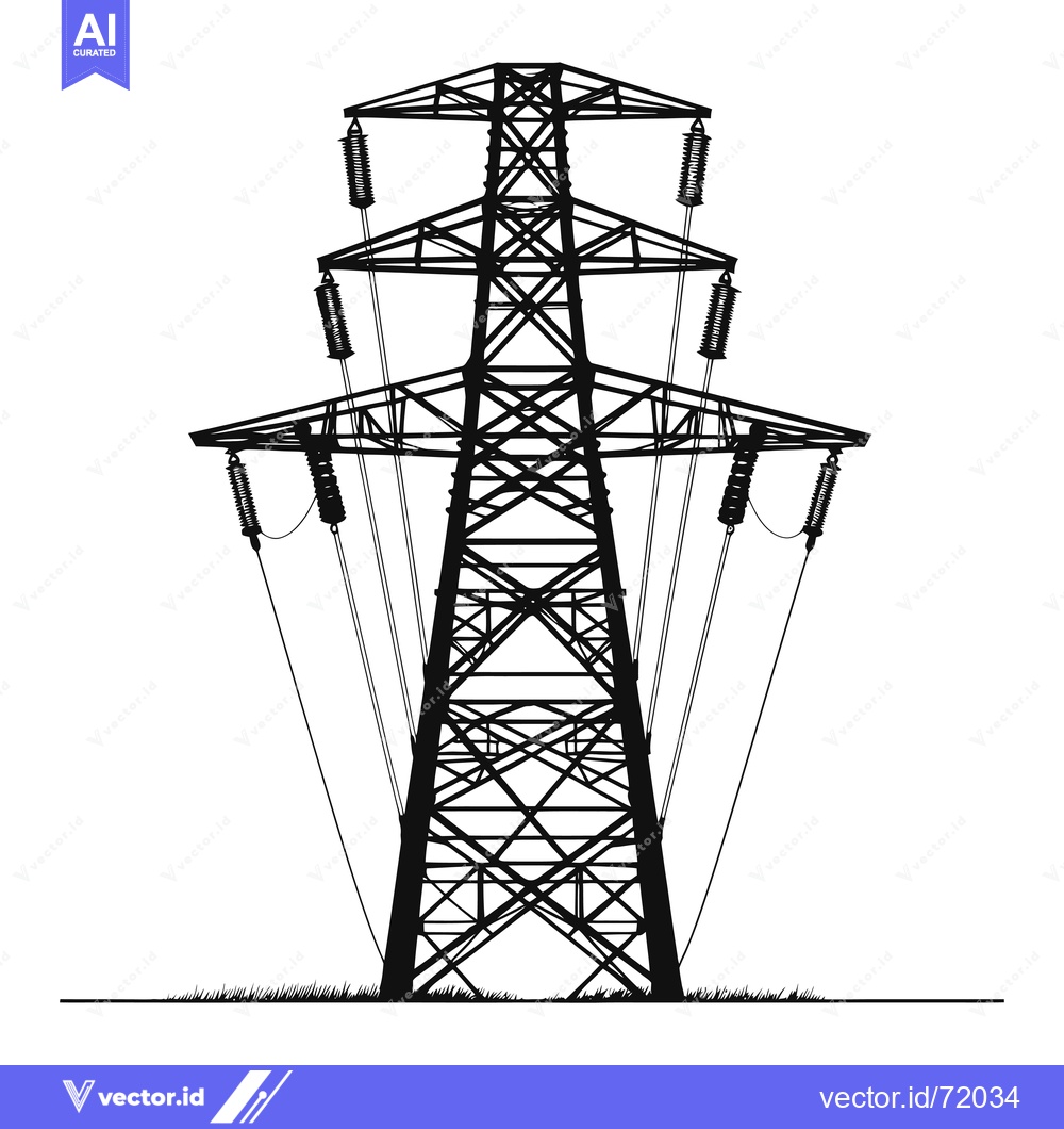 Premium Vector of Silhouette of a Tall Power Transmission Tower