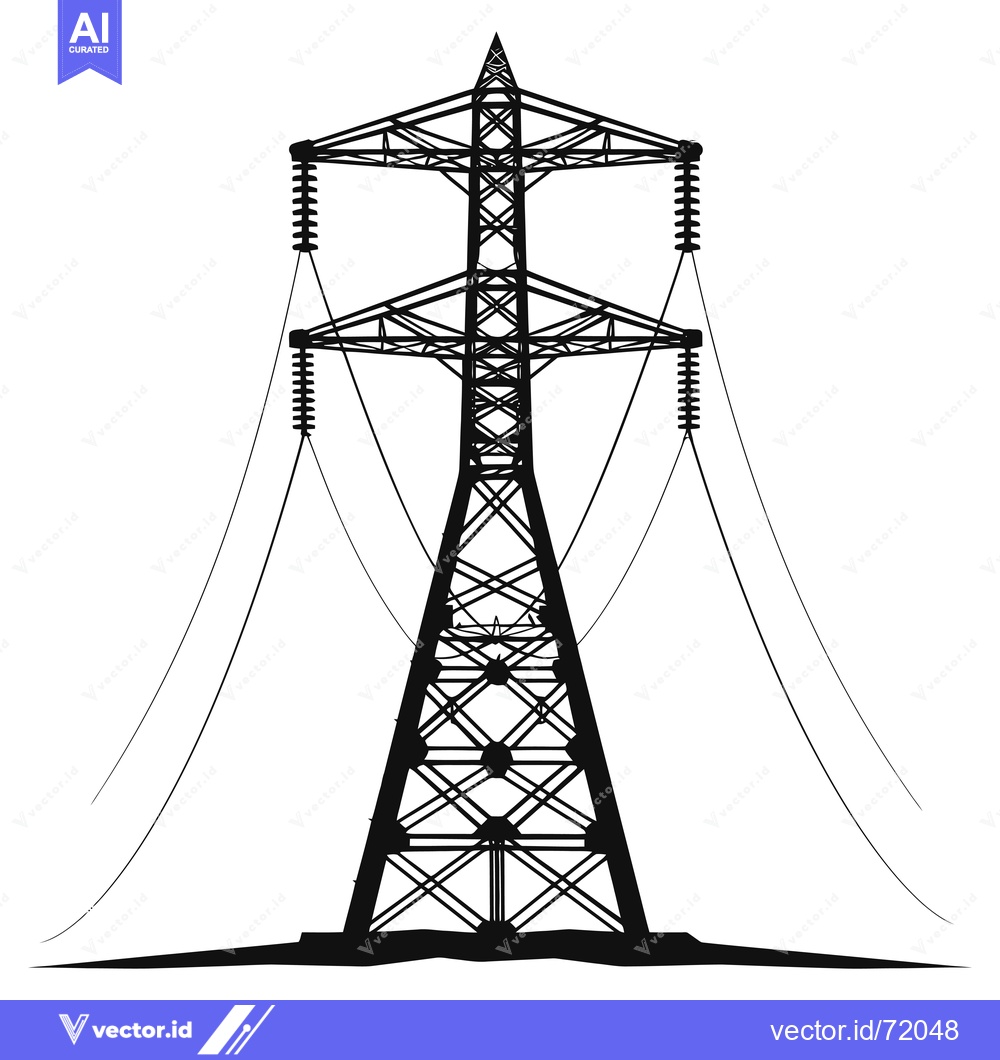 Premium Vector dari Silhouette of an Electrical Power Transmission Tower with Wires