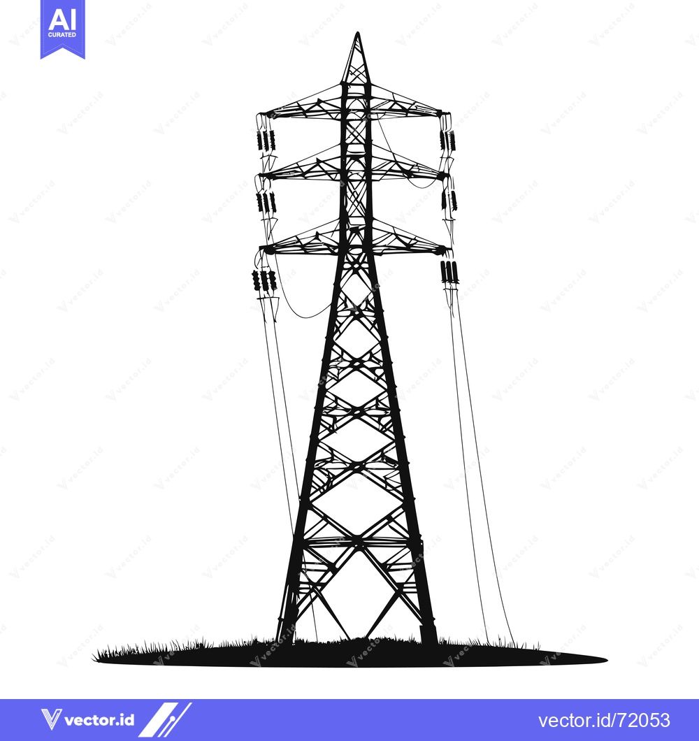 Premium Vector dari Black and White Silhouette of a Transmission Tower