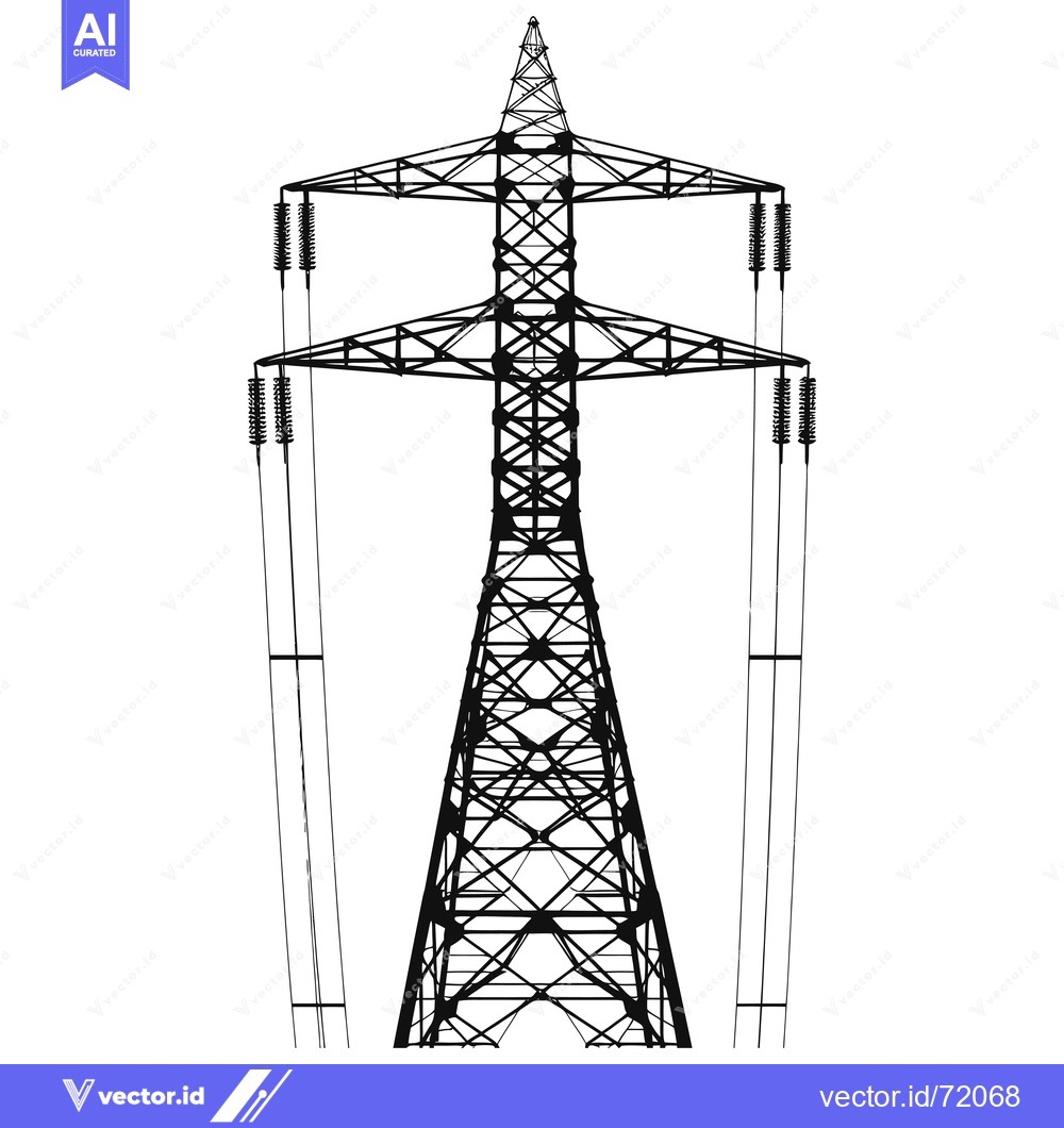 Premium Vector dari A Silhouette of a Tall Steel Electrical Transmission Tower