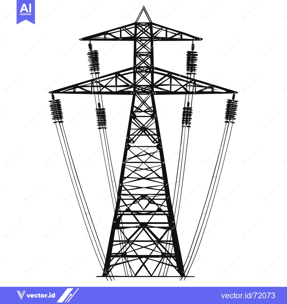 Premium Vector of A Silhouette of a Tall Steel Electric Power Transmission Tower