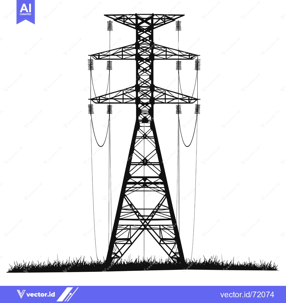 Premium Vector dari Black and White Silhouette of an Electricity Pylon