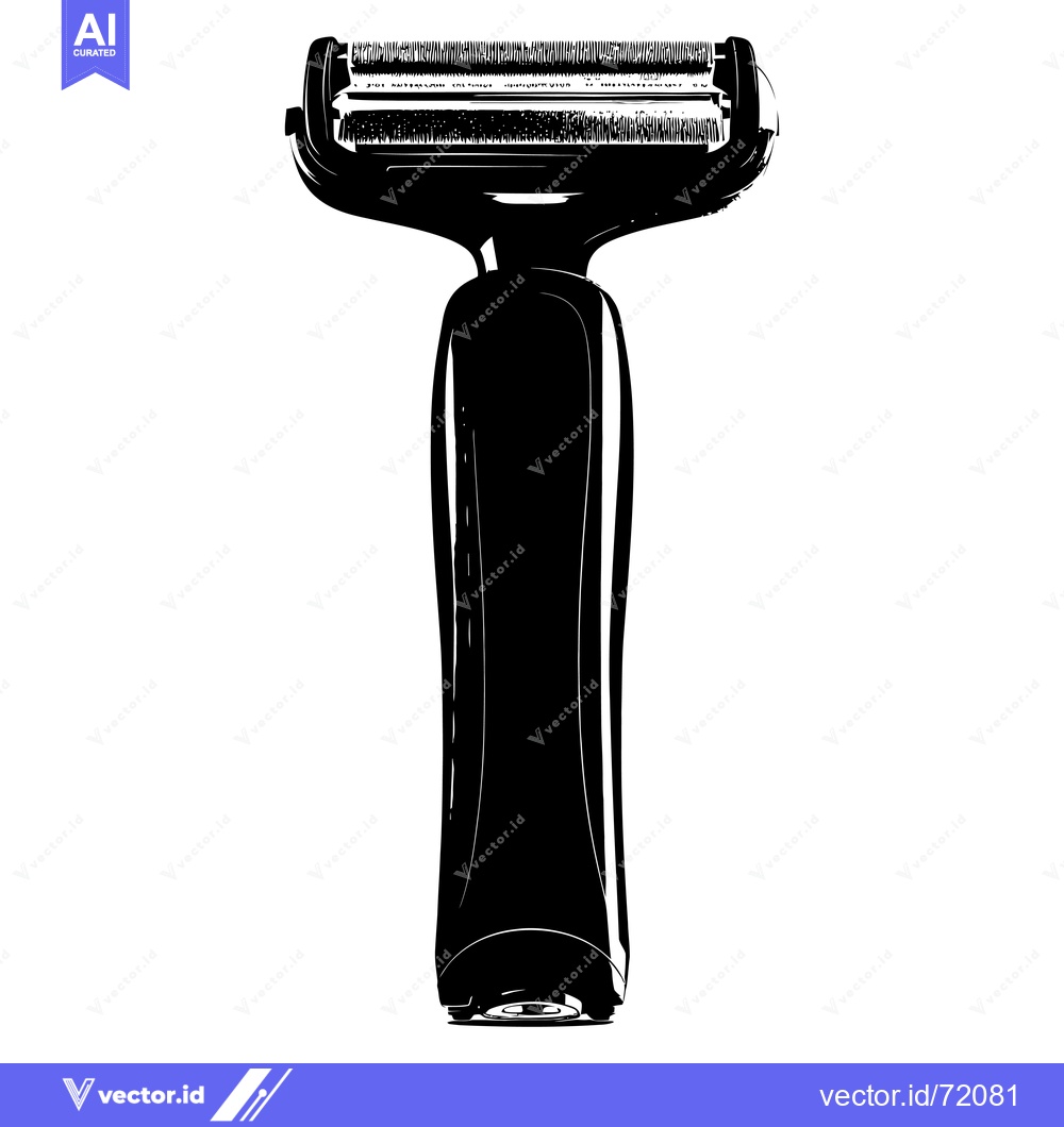Premium Vector of Black and white illustration of a razor with a handle