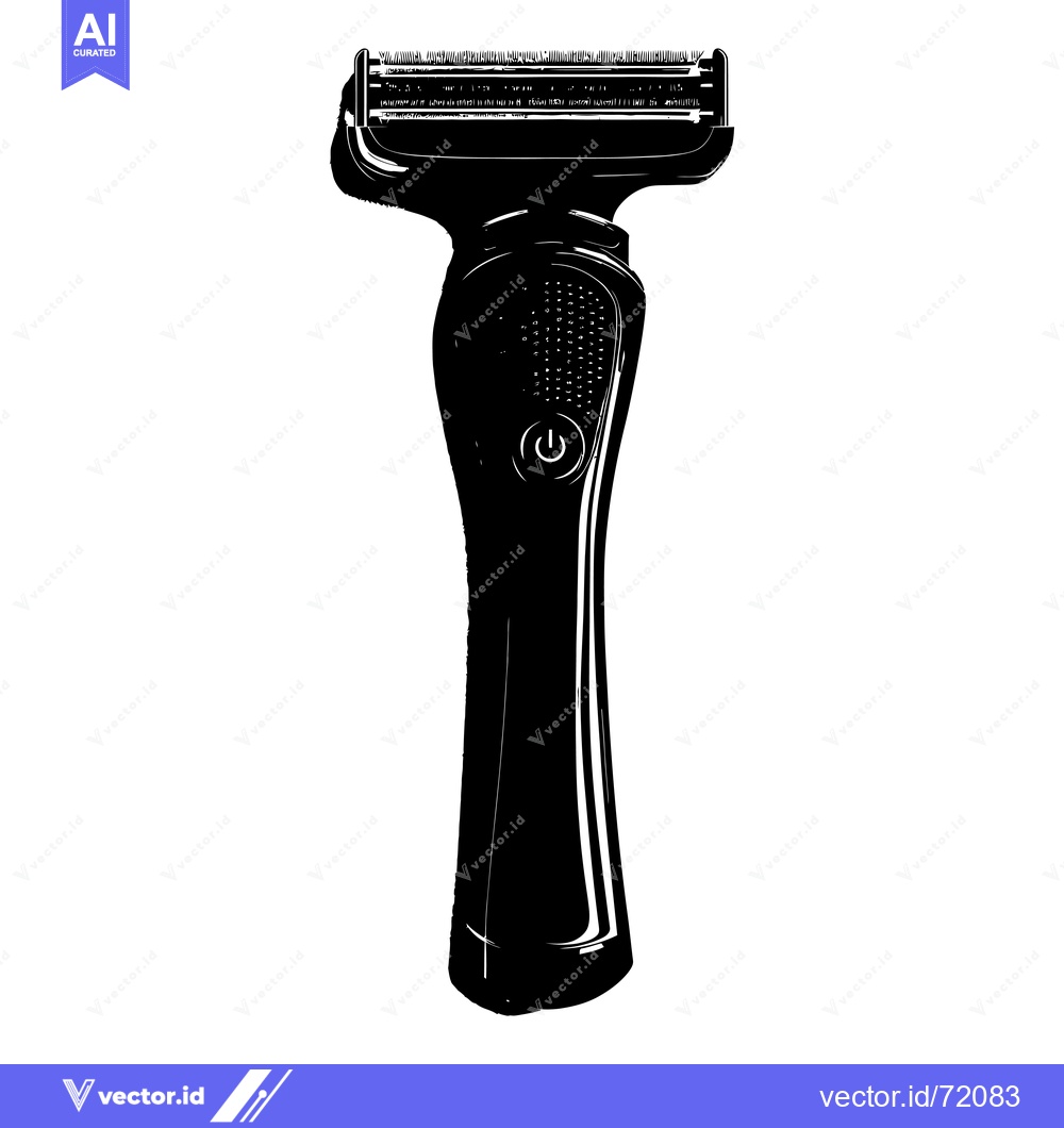 Premium Vector of Black and White Illustration of an Electric Razor