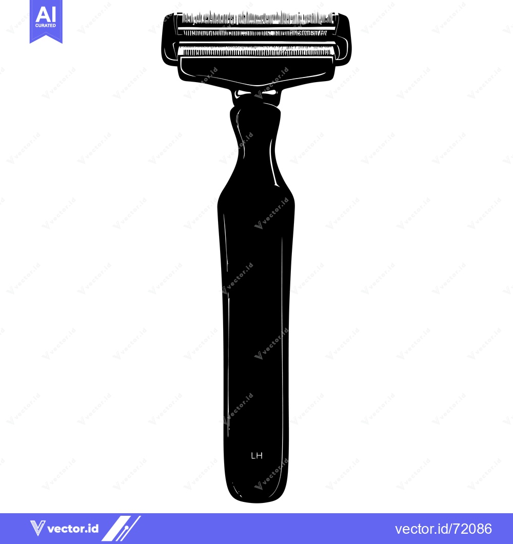 Premium Vector of Black and White Illustration of a Razor