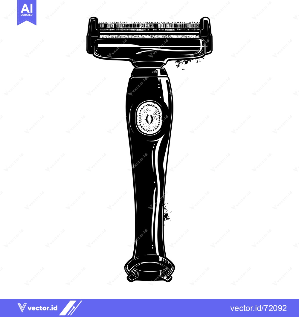 Premium Vector dari Black and White Illustration of a Razor with a Decorative Design
