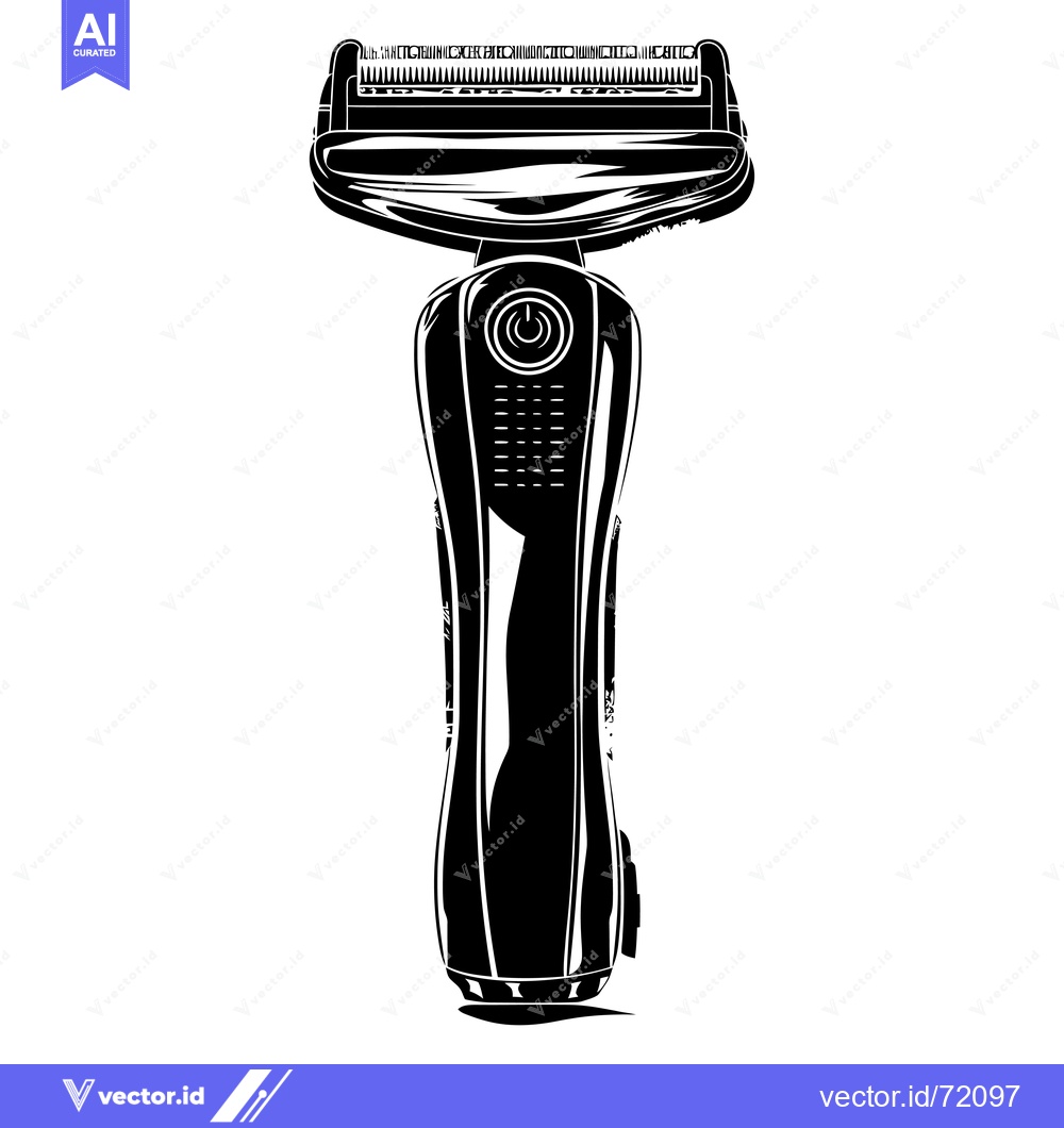 Premium Vector dari Black and white illustration of a shaver with a power button