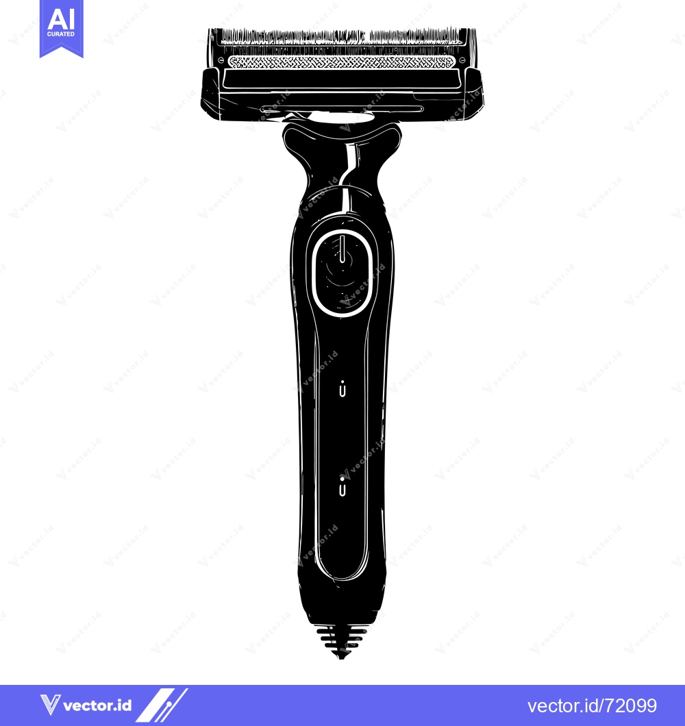 Premium Vector dari Black and White Illustration of a Modern Electric Razor
