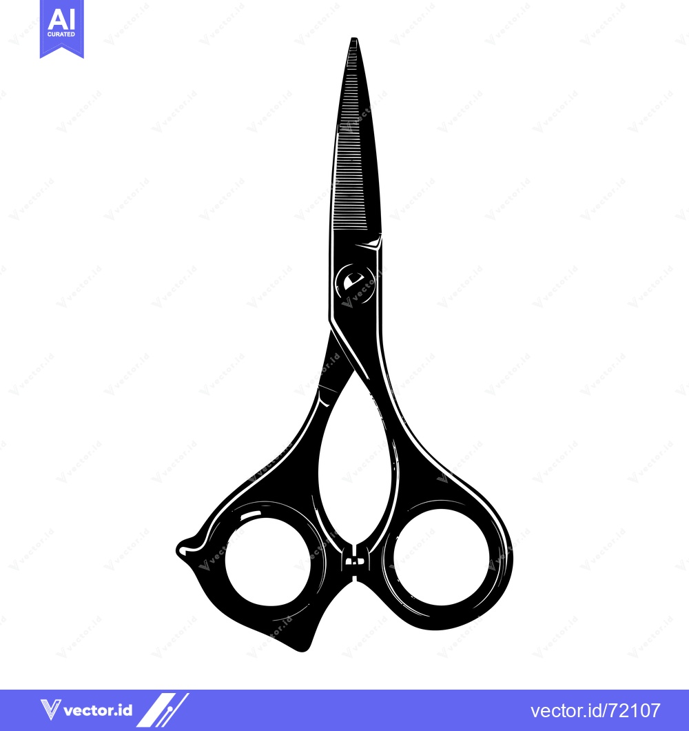 Premium Vector of Black and White Illustration of a Pair of Closed Scissors