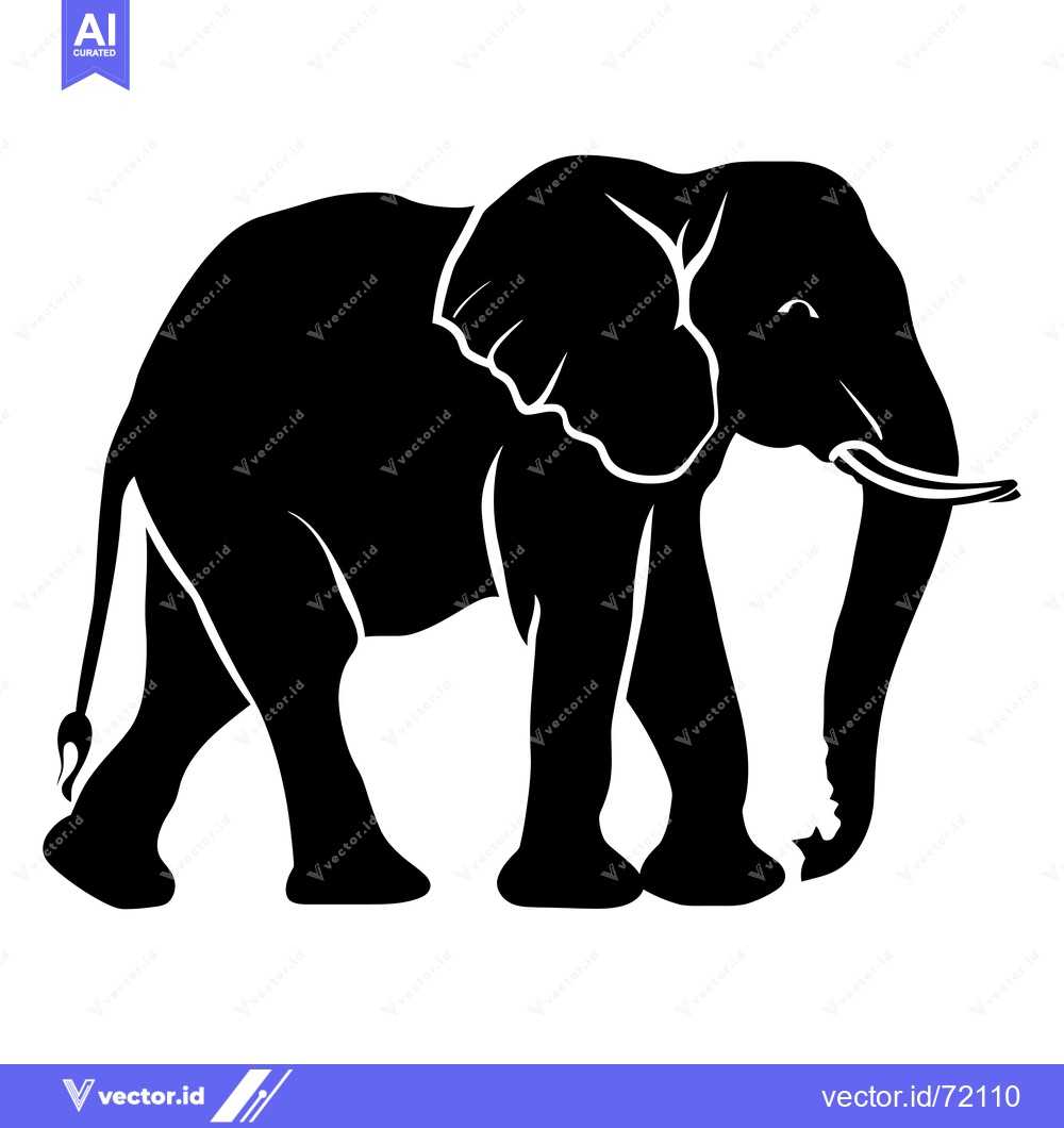 Premium Vector dari Black silhouette of an African elephant walking