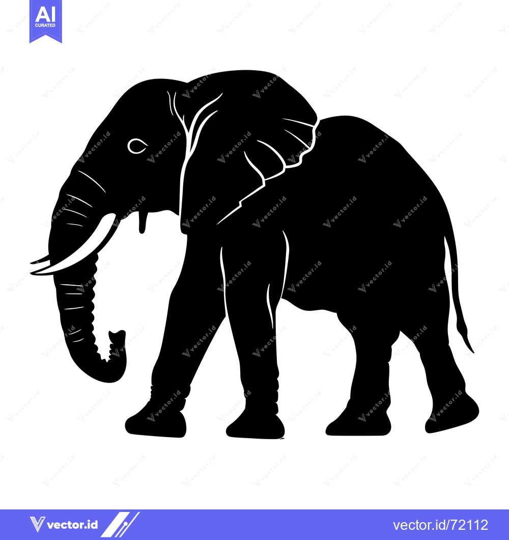 Premium Vector of Black Silhouette of an Elephant Walking