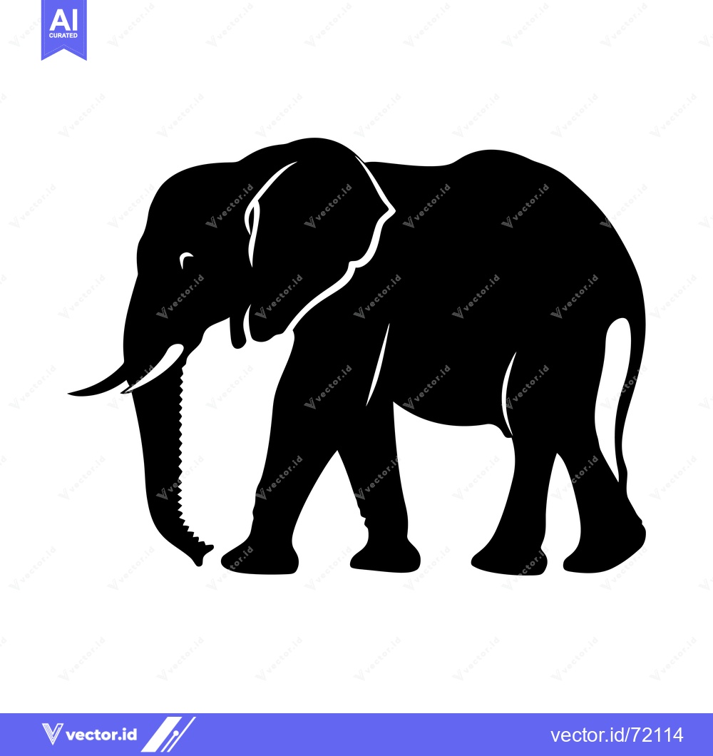 Premium Vector dari Silhouette of an Elephant Walking in a Simple Style
