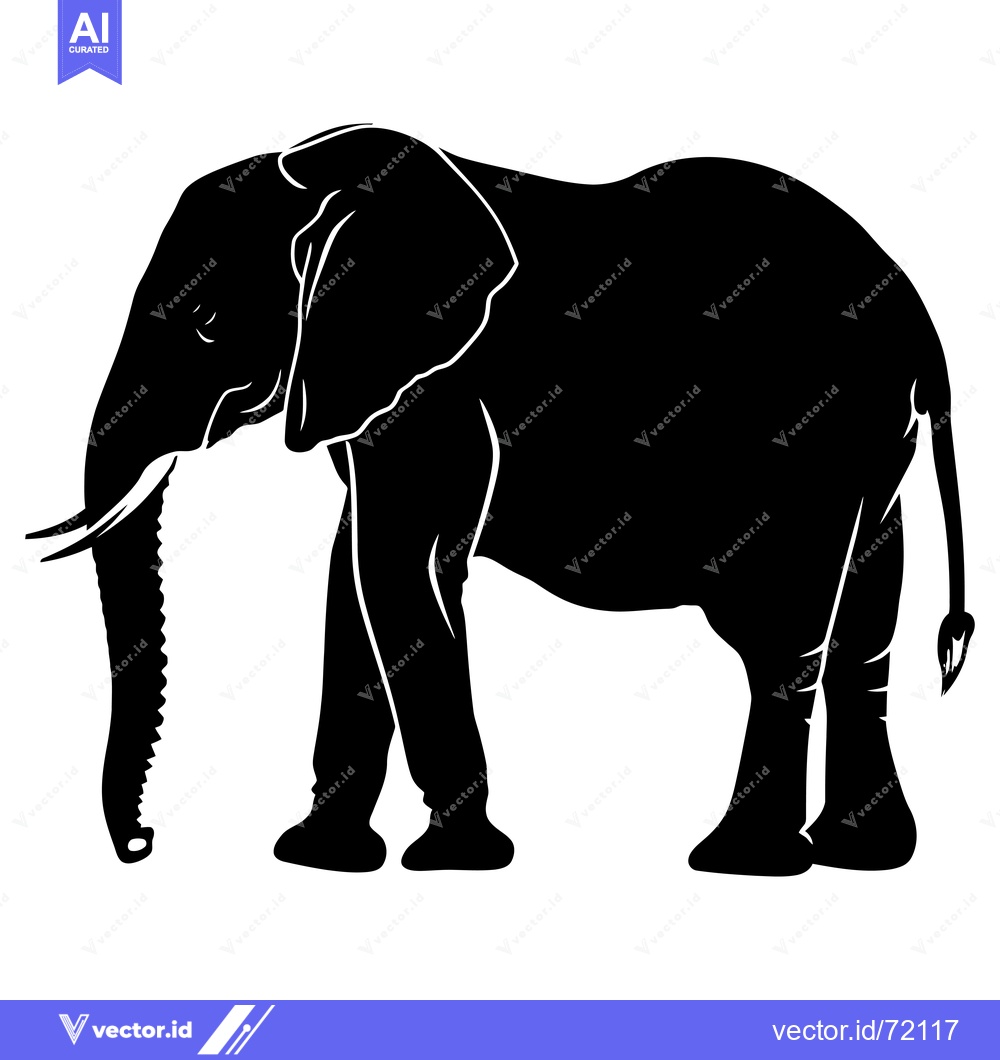 Premium Vector dari Black and White Silhouette of an Elephant