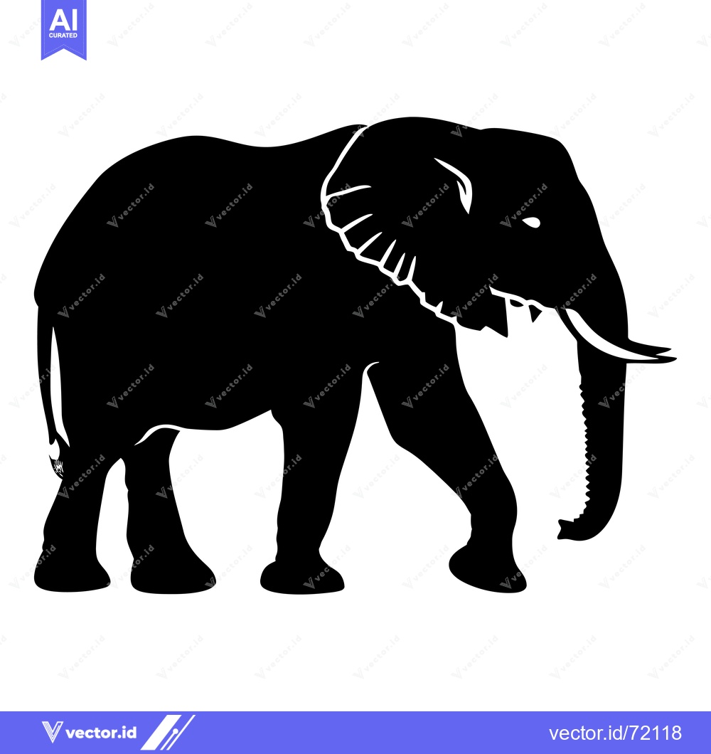 Premium Vector dari Black Silhouette of an Elephant Walking