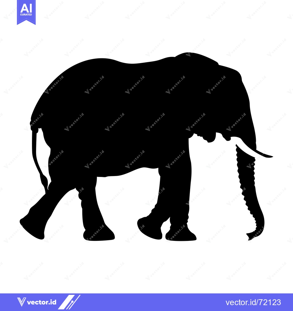 Premium Vector of Silhouette of an elephant walking with its trunk raised