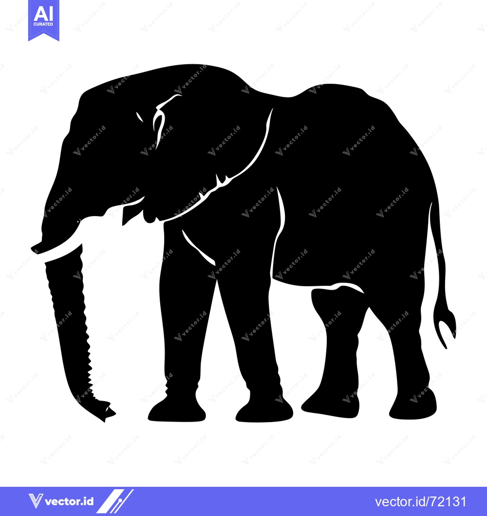 Premium Vector dari Black and White Silhouette of an Elephant Standing