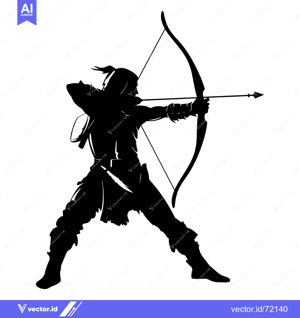 Premium Vector of Silhouette of an Archer Aiming a Bow and Arrow