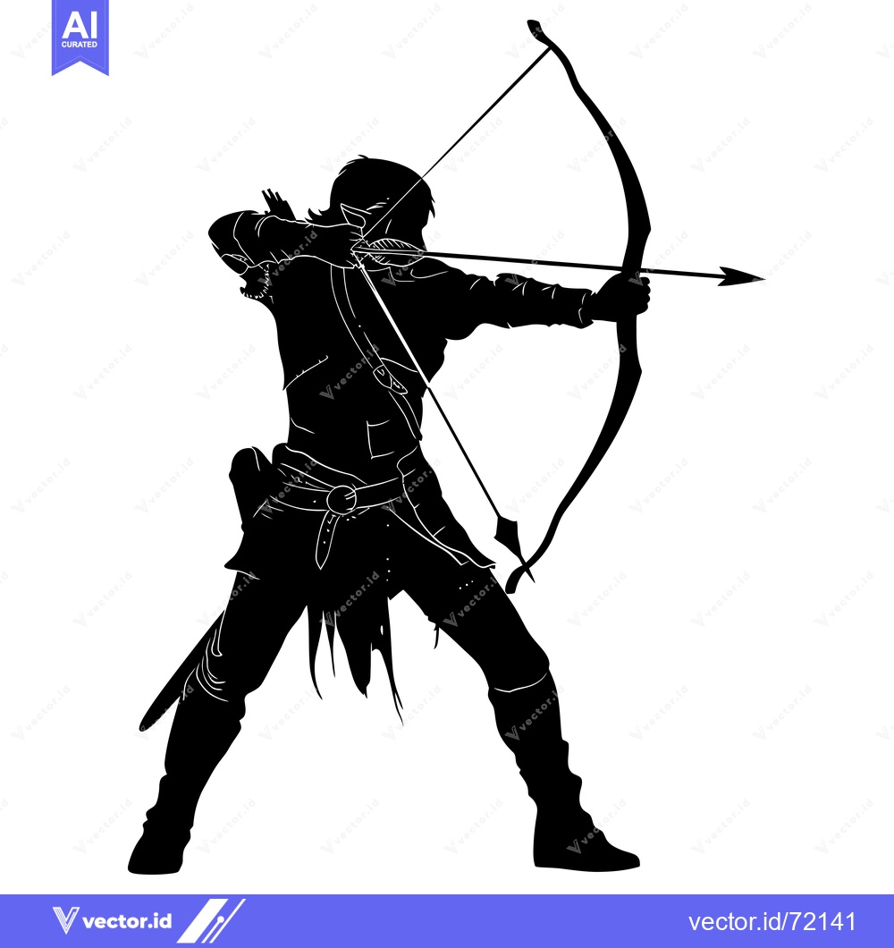 Premium Vector dari Silhouette of a Person Aiming a Bow and Arrow