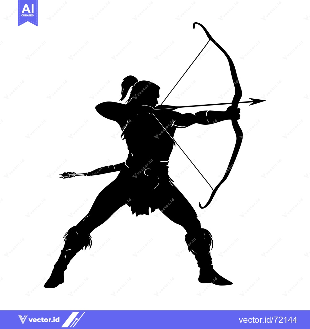 Premium Vector dari Silhouette of a Man Holding a Bow and Arrow