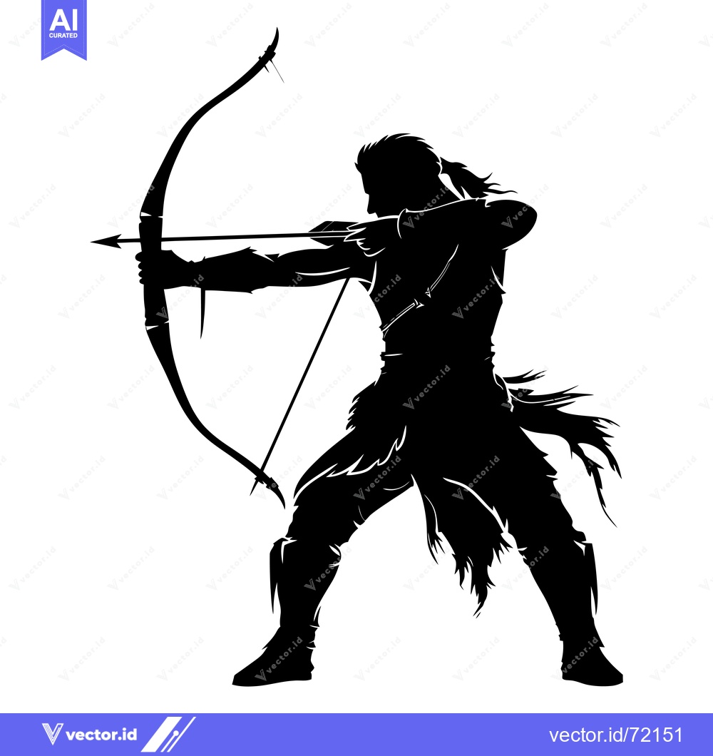 Premium Vector of Silhouette of a Warrior Drawing a Bow and Arrow